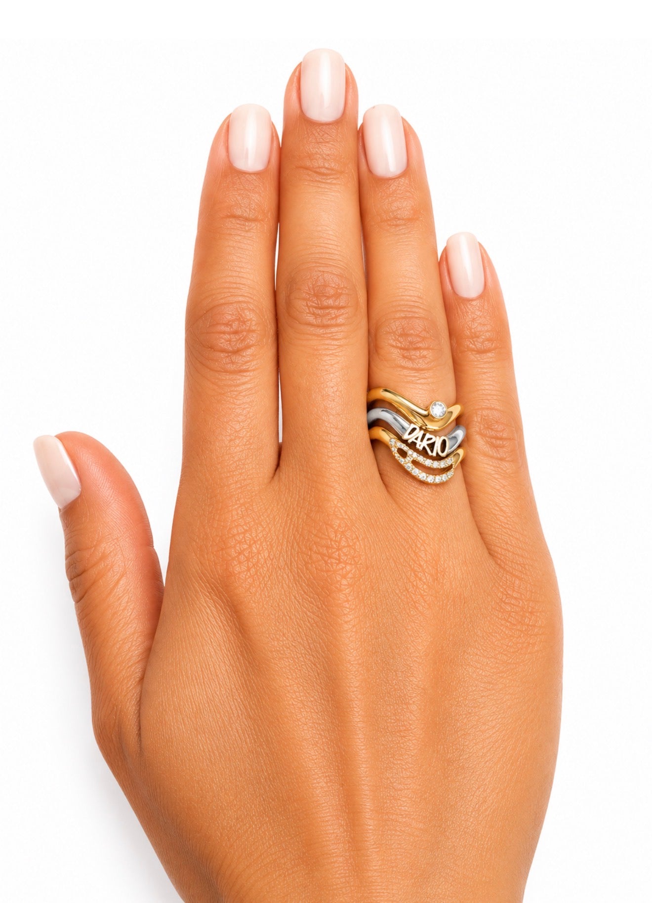 Initial Wave ring Solid gold