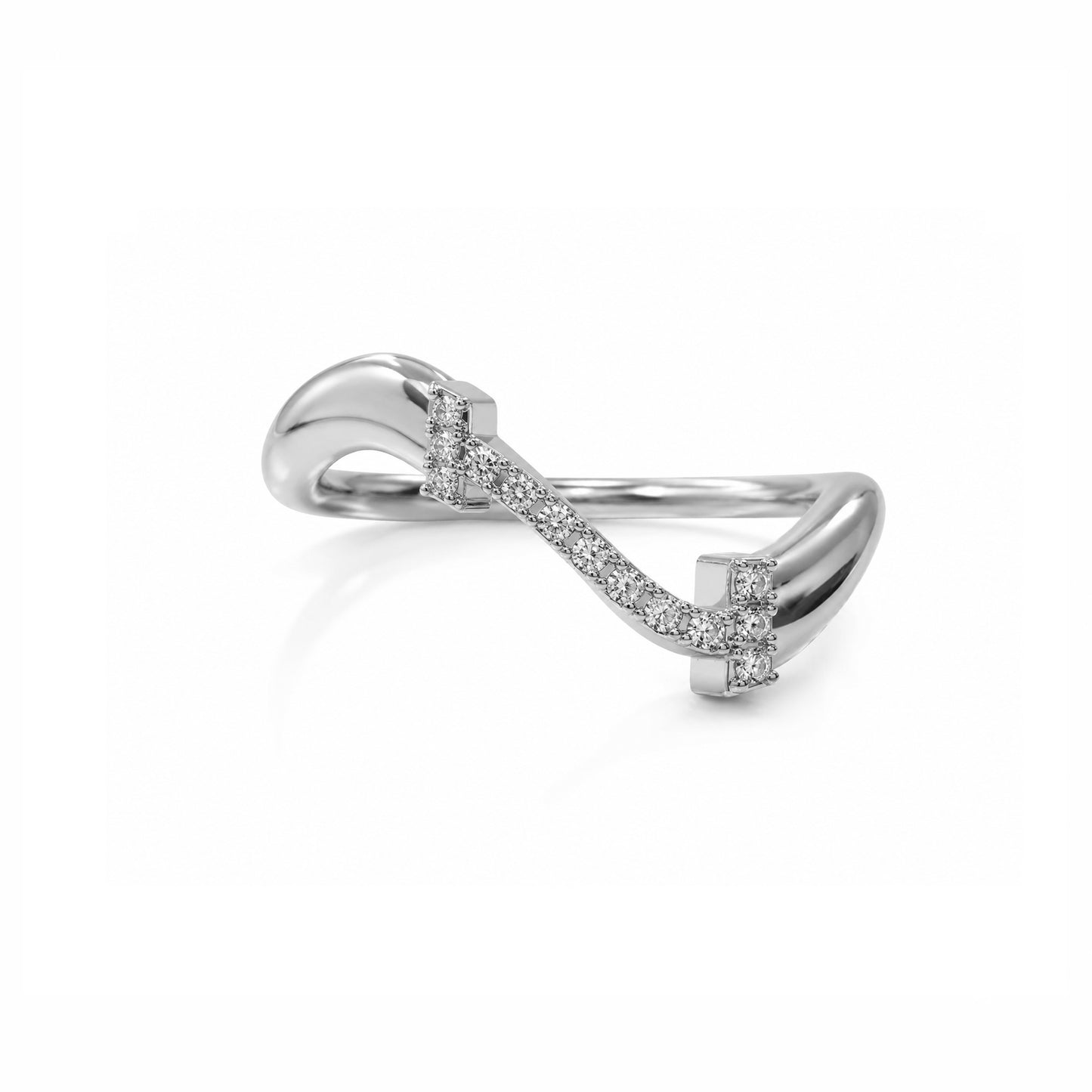 Initial Wave ring Solid gold