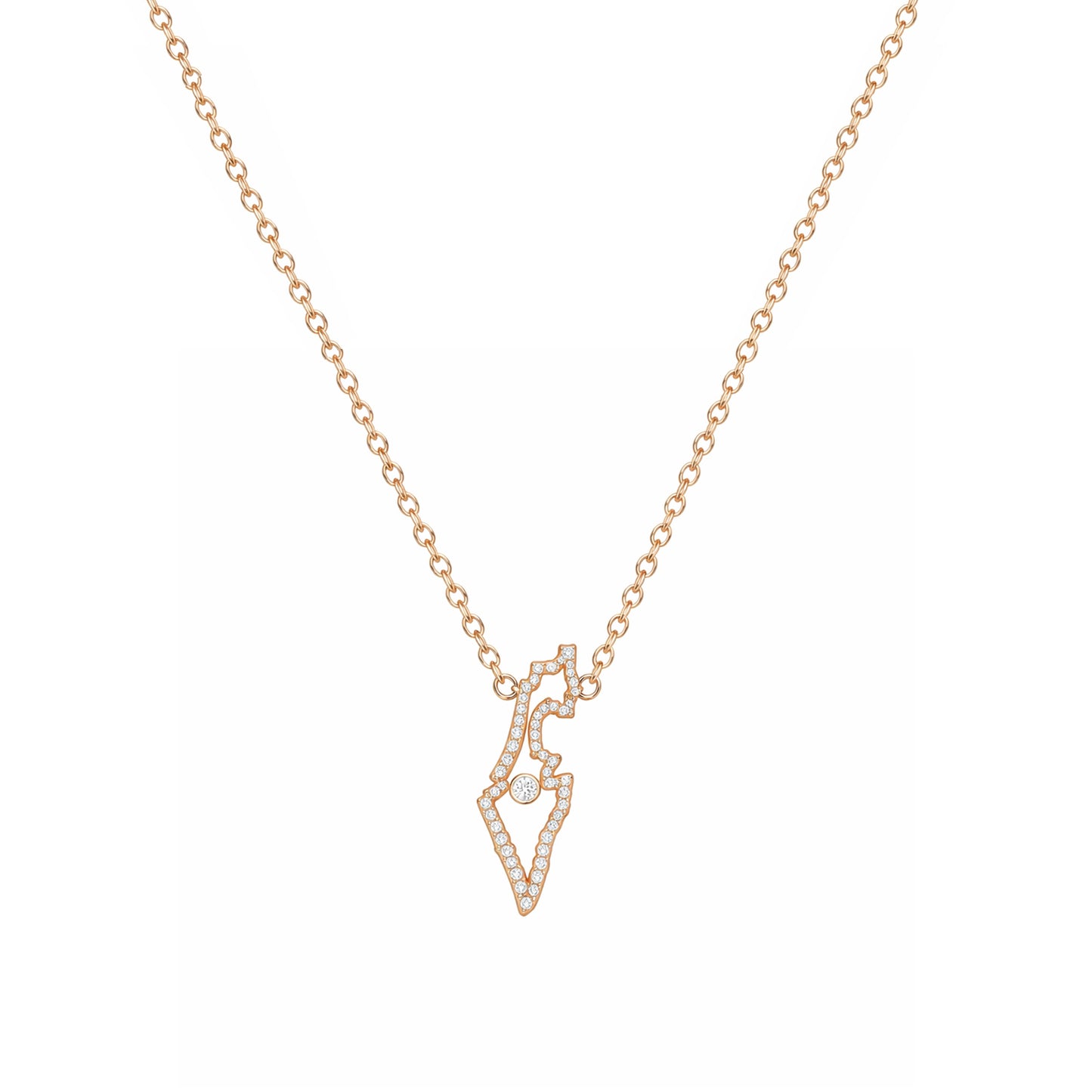 Israel Map Necklace in Gold and Diamonds