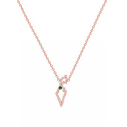 Israel Map Necklace in Gold and Diamonds