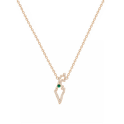 Israel Map Necklace in Gold and Diamonds