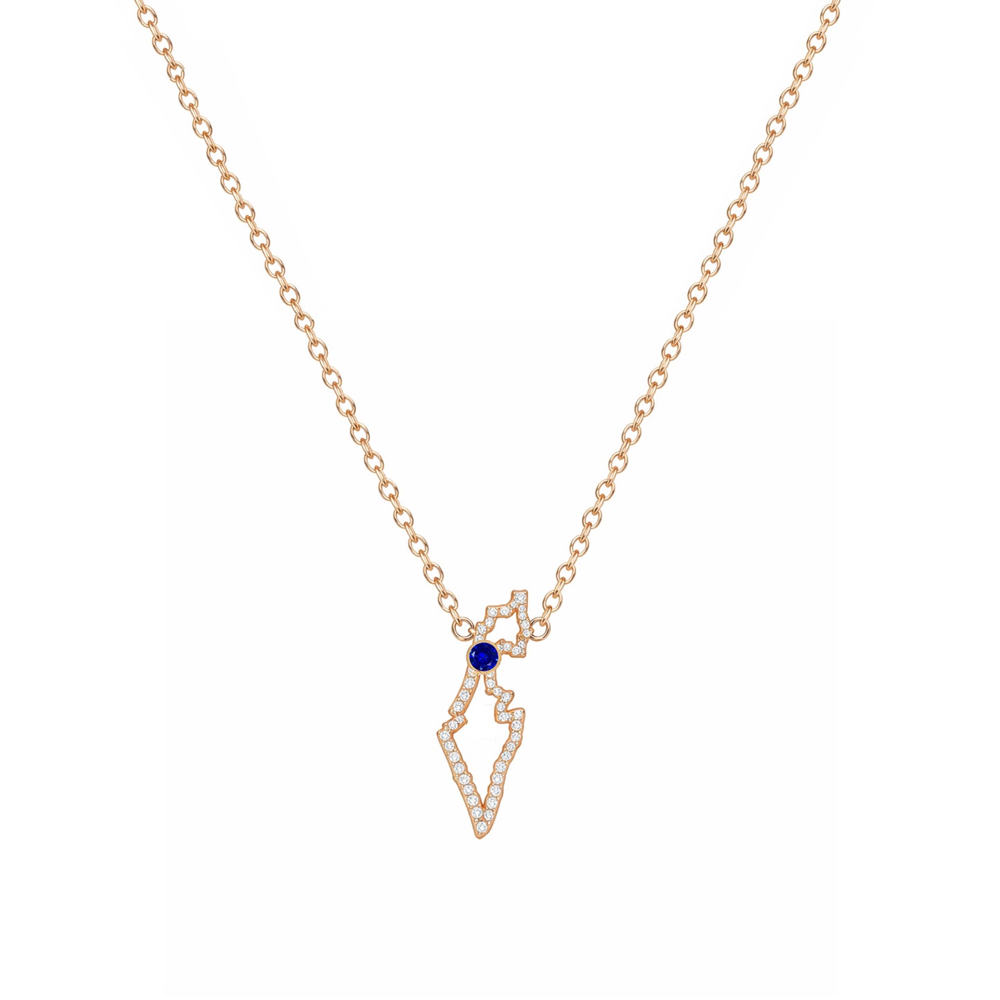 Israel Map Necklace in Gold and Diamonds