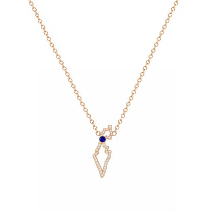 Israel Map Necklace in Gold and Diamonds