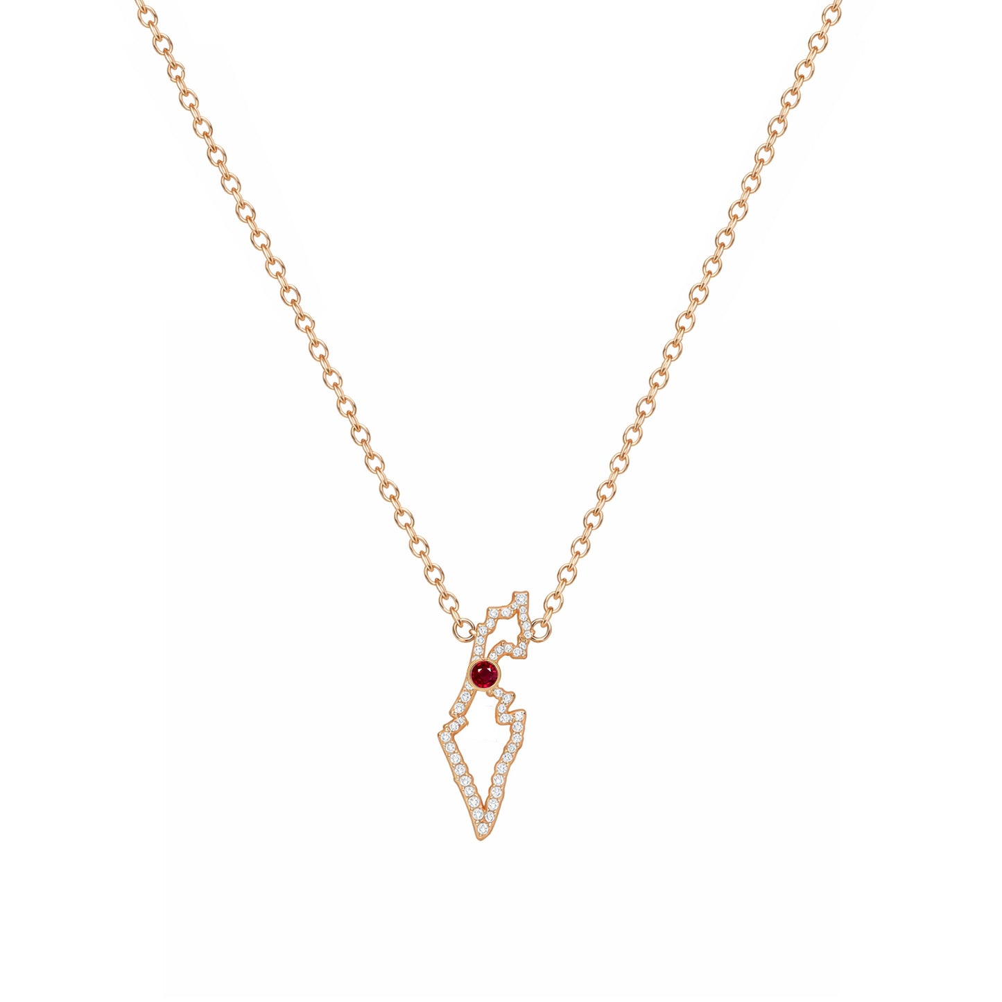 Israel Map Necklace in Gold and Diamonds