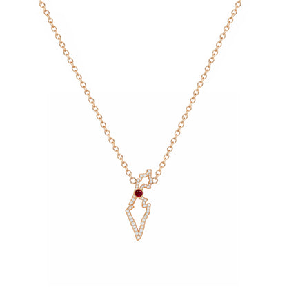 Israel Map Necklace in Gold and Diamonds
