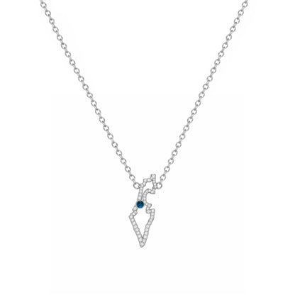 Israel Map Necklace in Gold and Diamonds