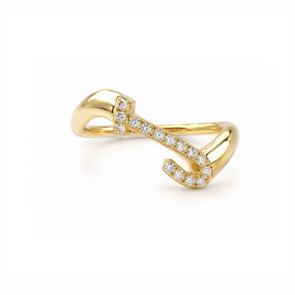 Initial Wave ring Solid gold