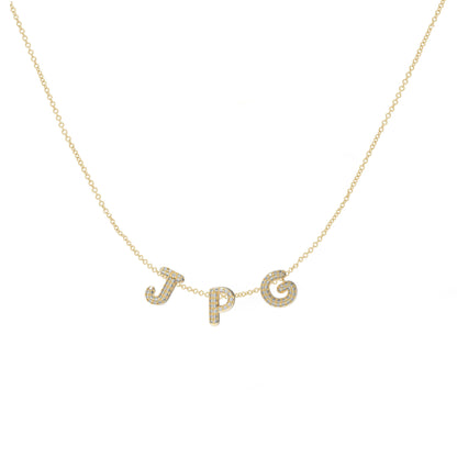 Pave 3D bubble sliding Name Necklace