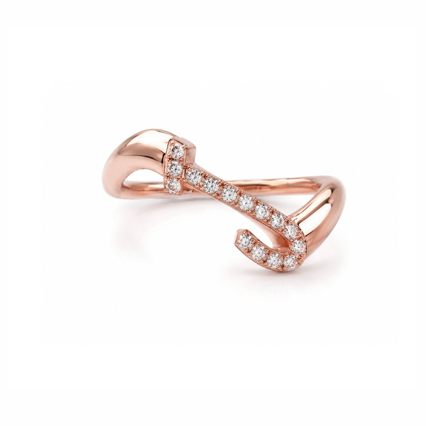 Initial Wave ring Solid gold