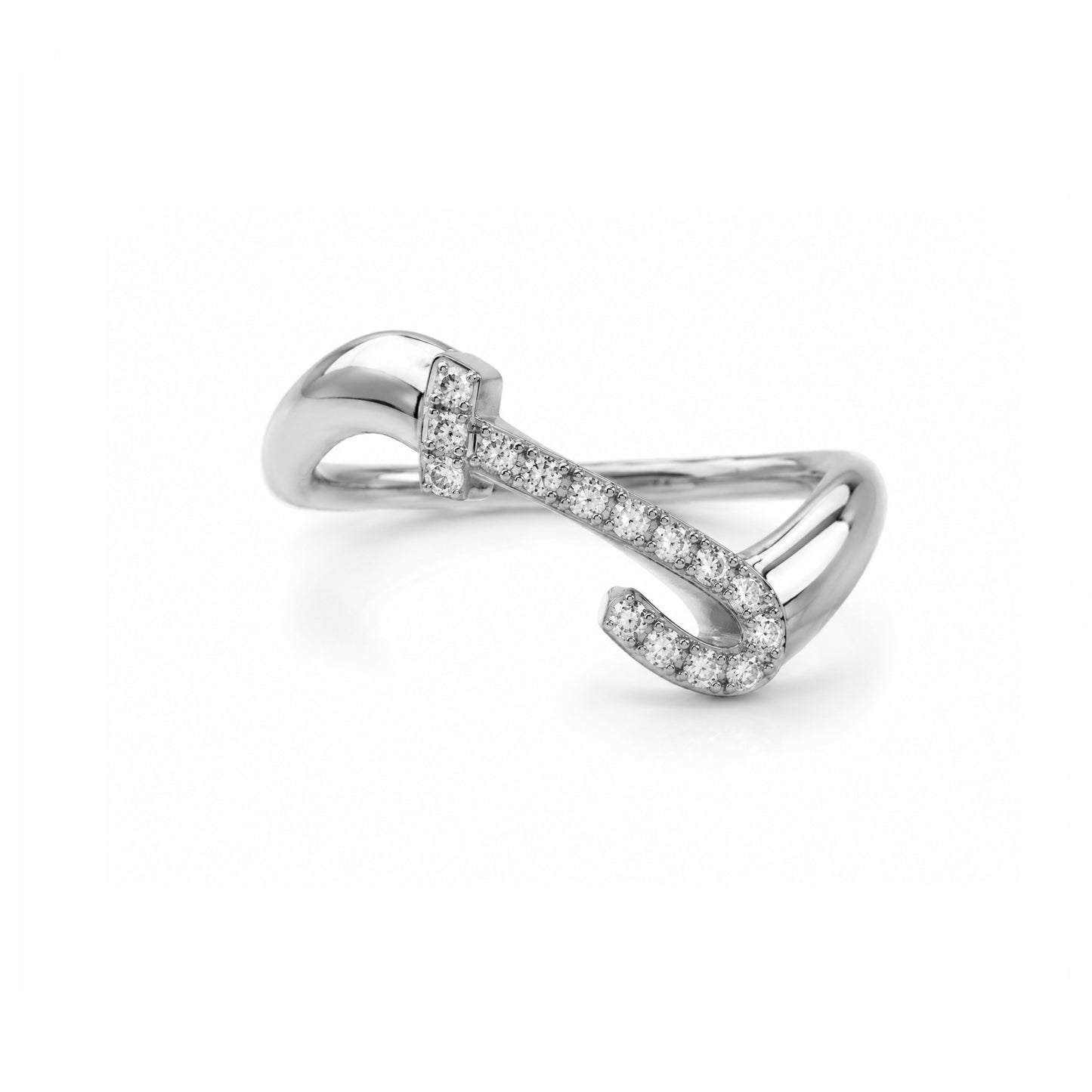 Initial Wave ring Solid gold