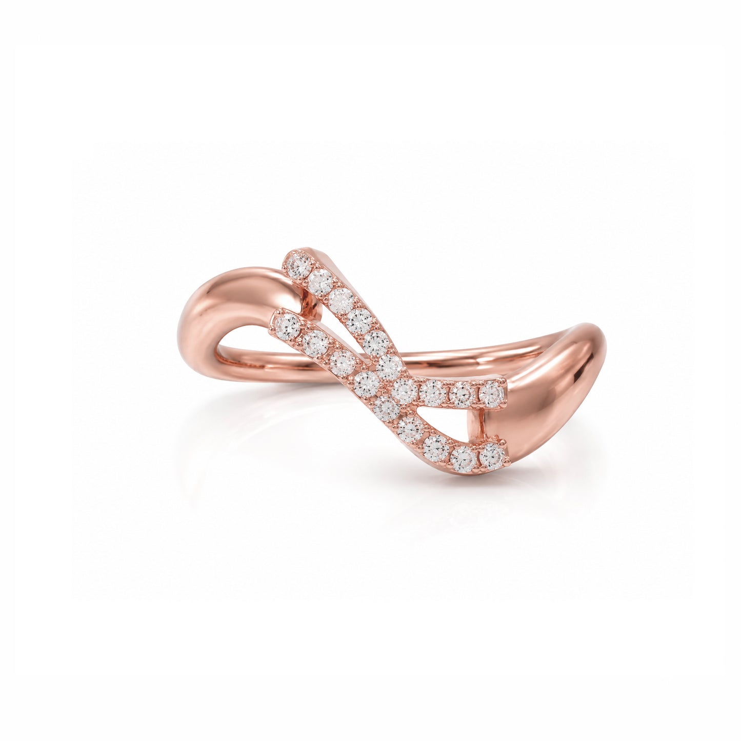 Initial Wave ring Solid gold