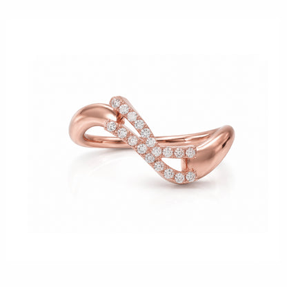 Initial Wave ring Solid gold