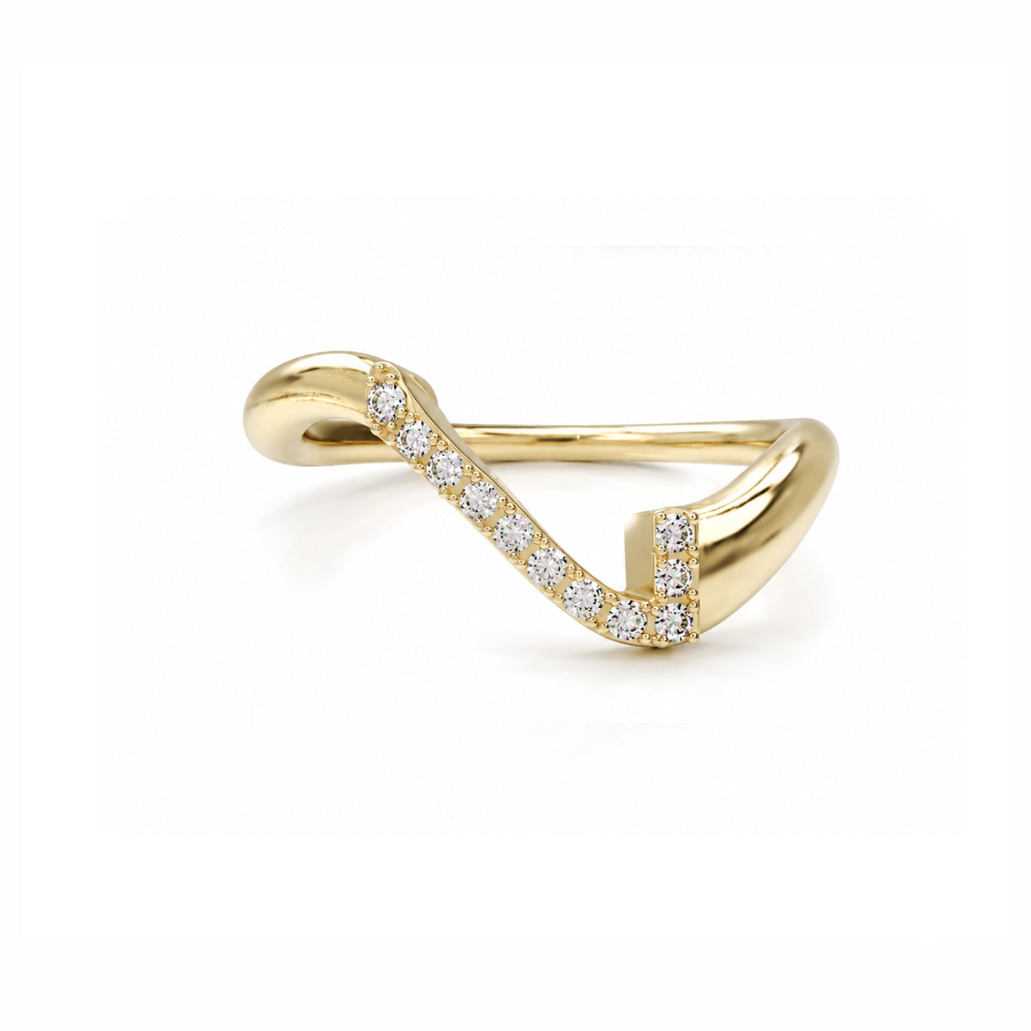 Initial Wave ring Solid gold