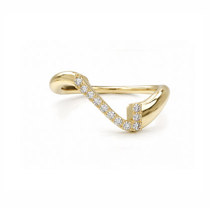 Initial Wave ring Solid gold
