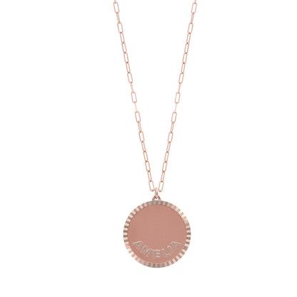 Treasure Disk Name Diamond Name Plate Necklace