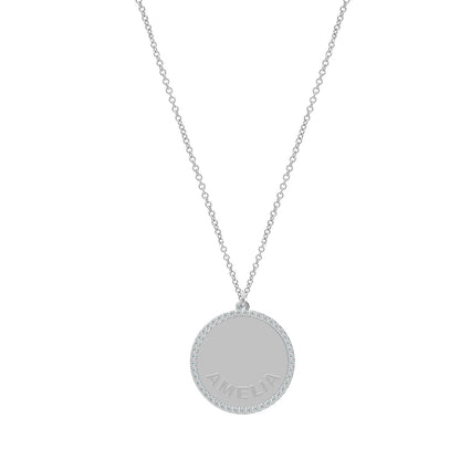 Treasure Disk Name Diamond Name Plate Necklace