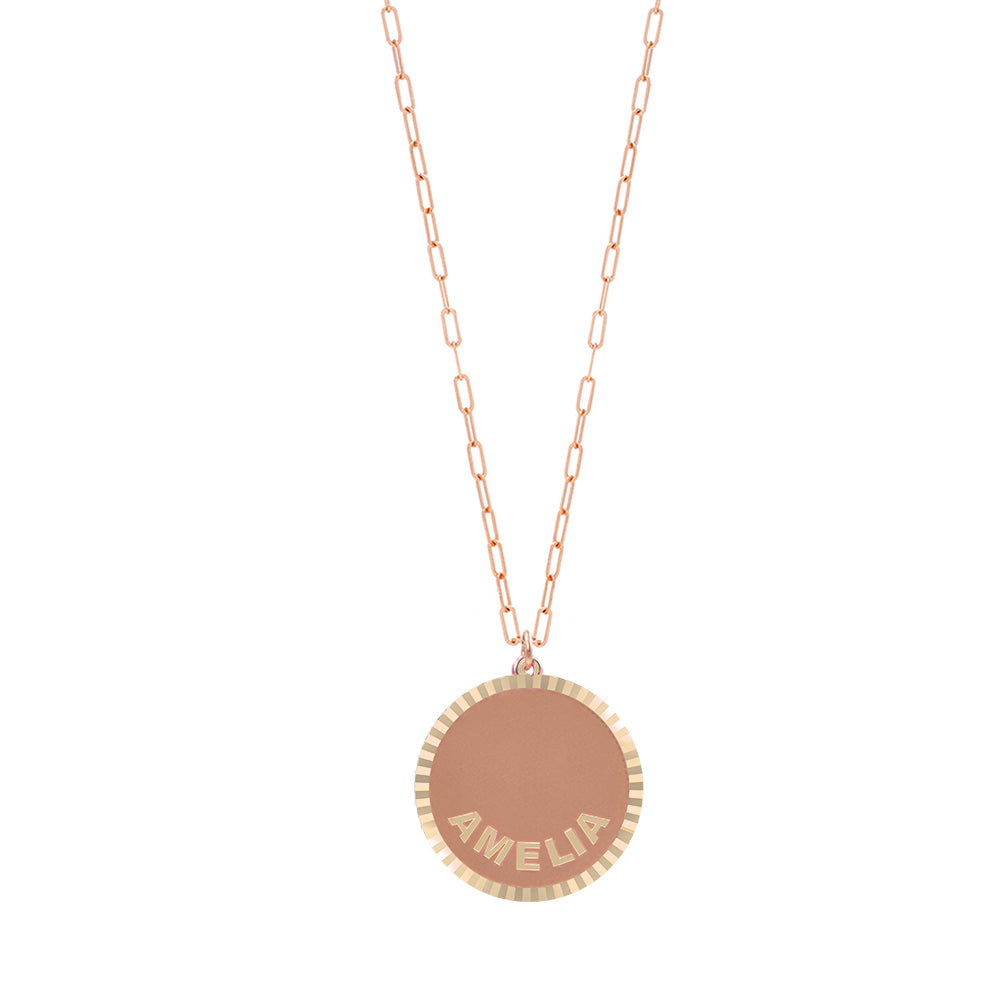 Treasure Disk Name Plate Necklace