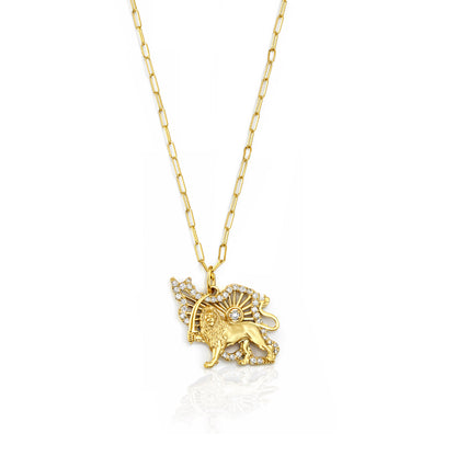Diamond Iran Shiro Khorshid - Lion and Sun Necklace. Noush Exclusive