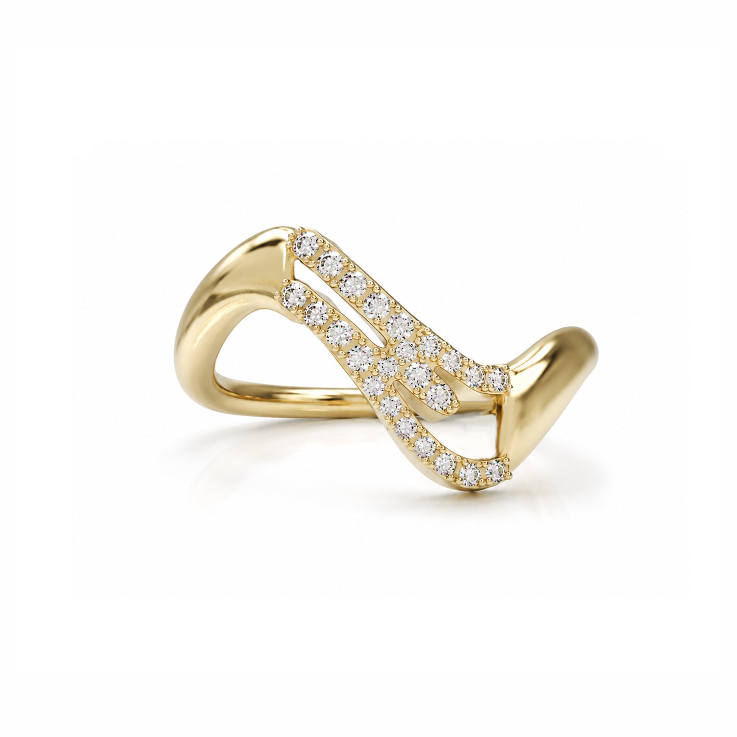 Initial Wave ring Solid gold