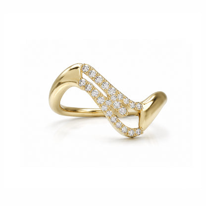 Initial Wave ring Solid gold
