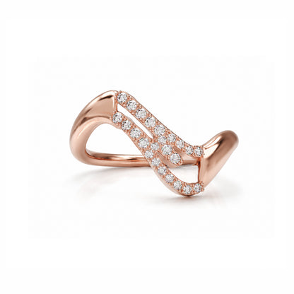 Initial Wave ring Solid gold
