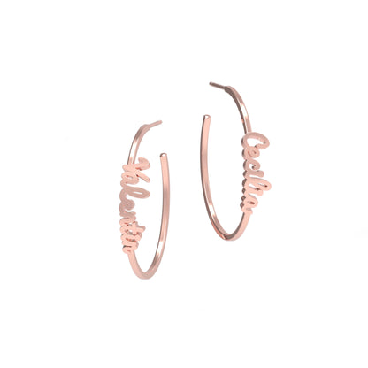 Medium gold name Hoops