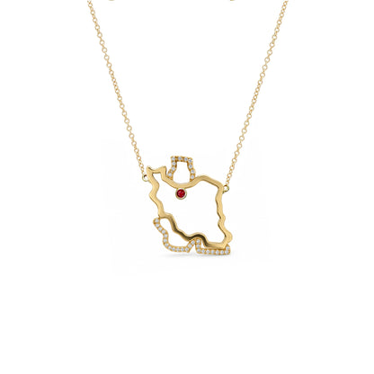 Iran Map Necklace Medium