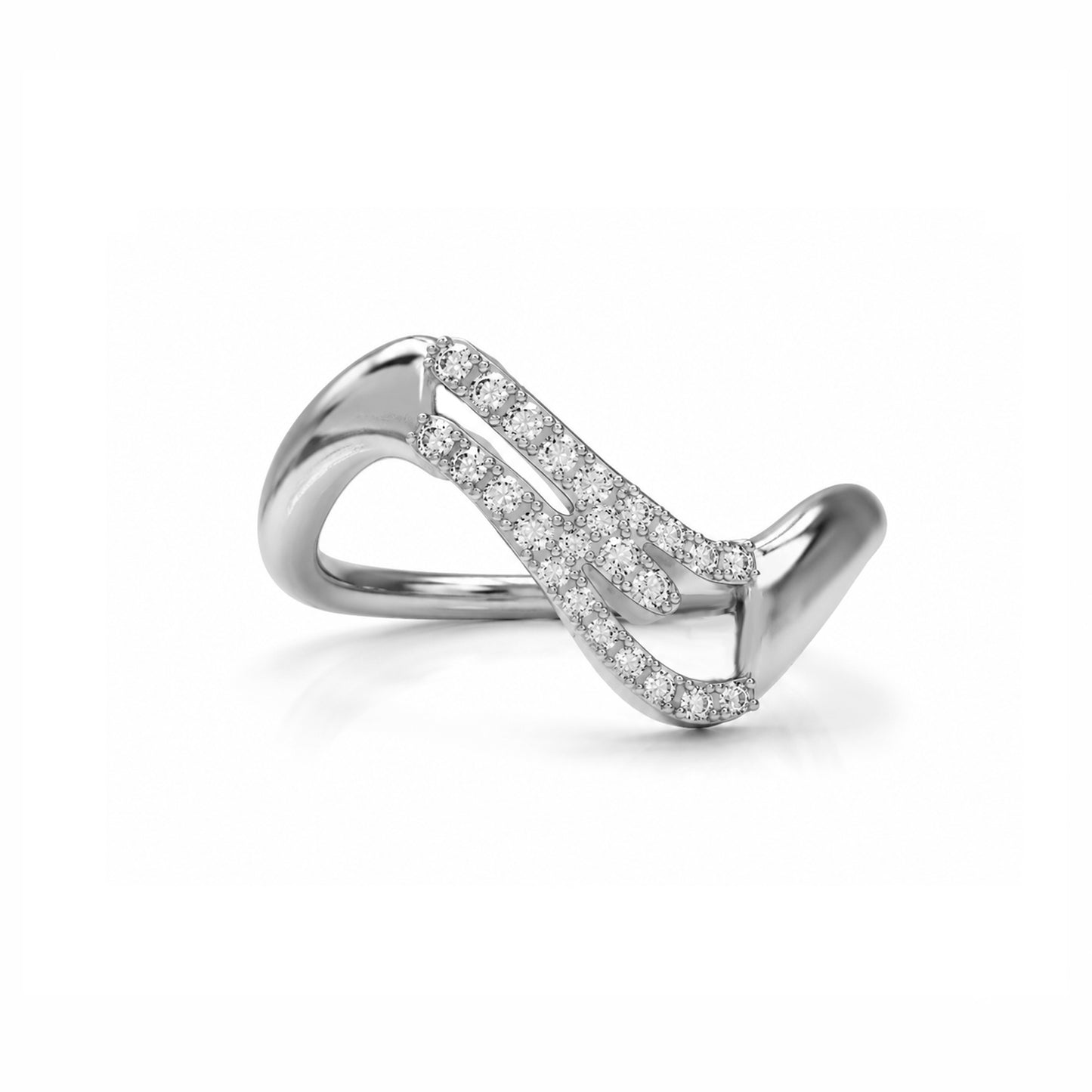 Initial Wave ring Solid gold