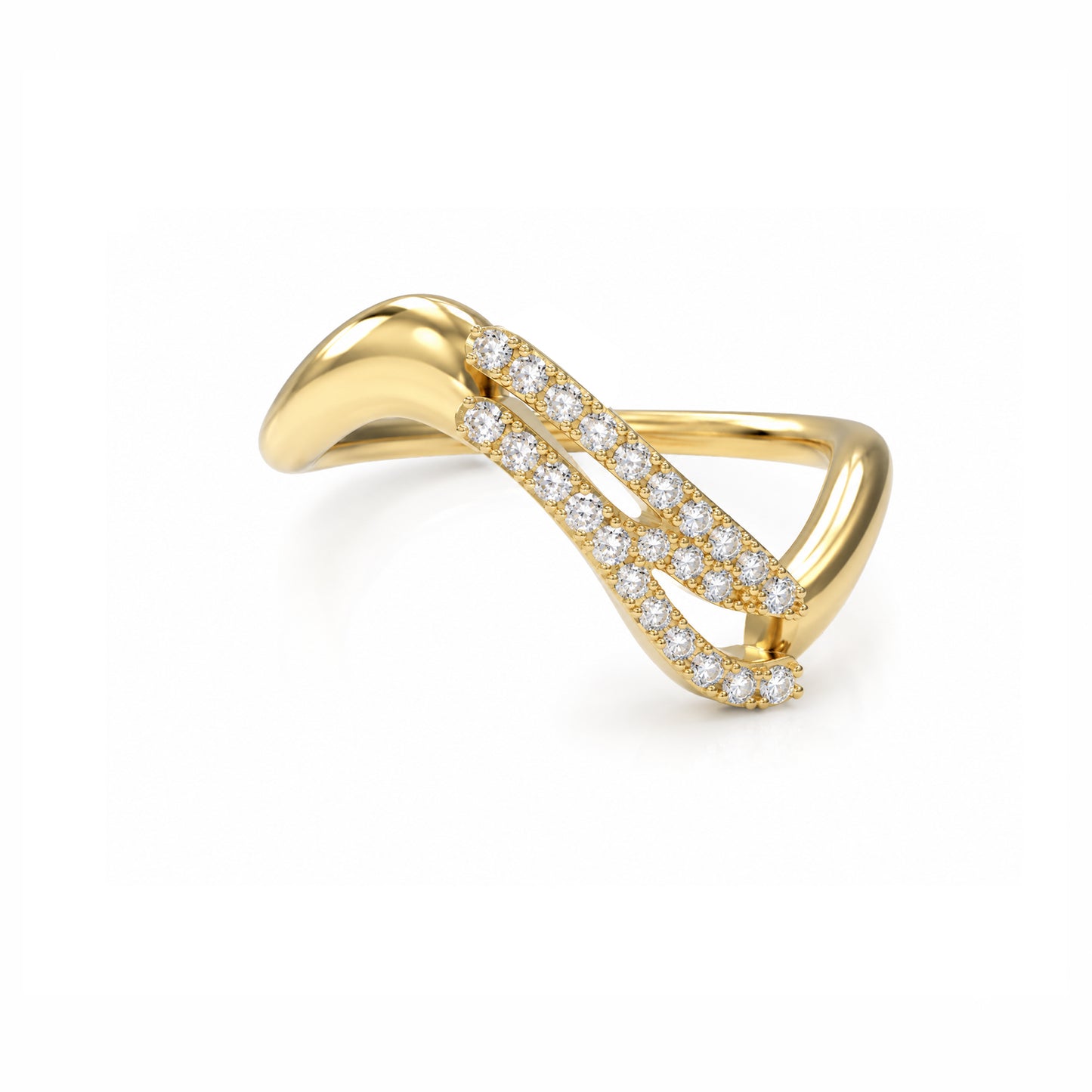 Initial Wave ring Solid gold