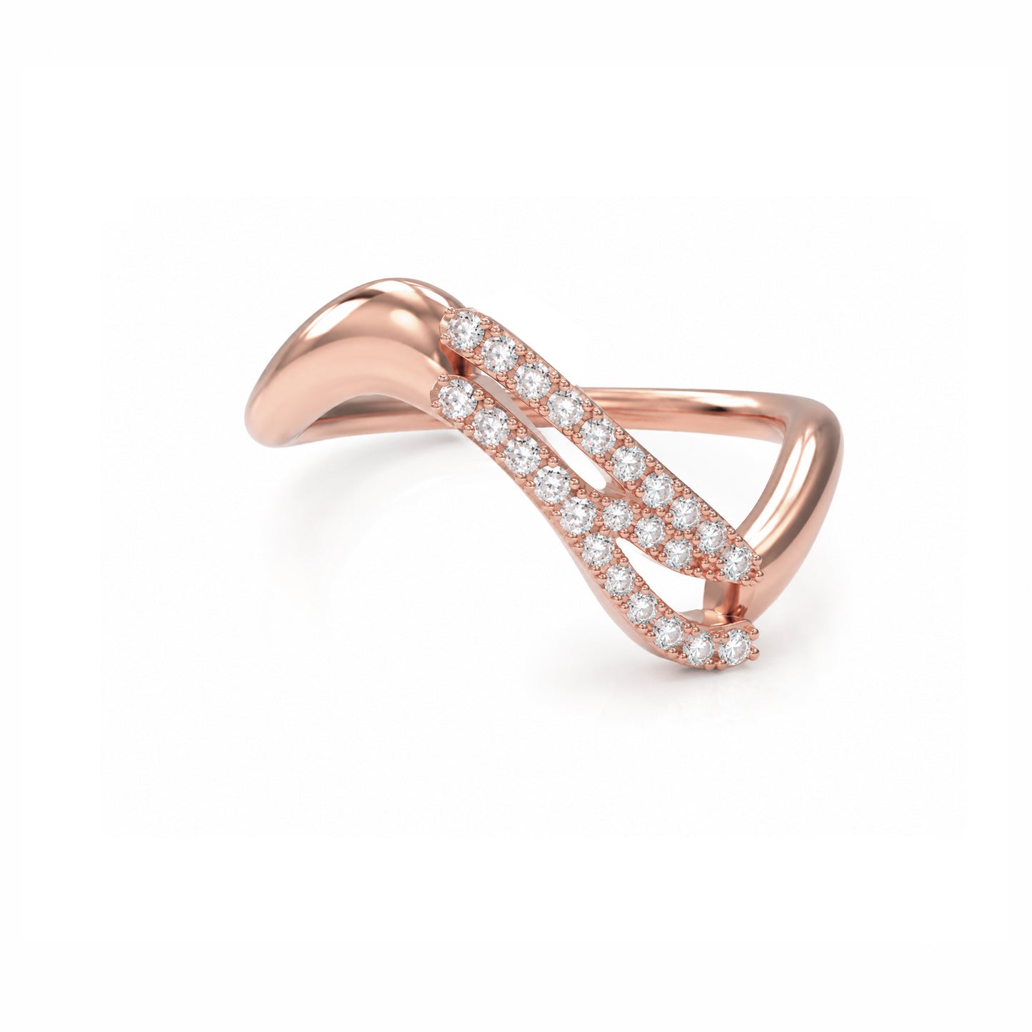 Initial Wave ring Solid gold