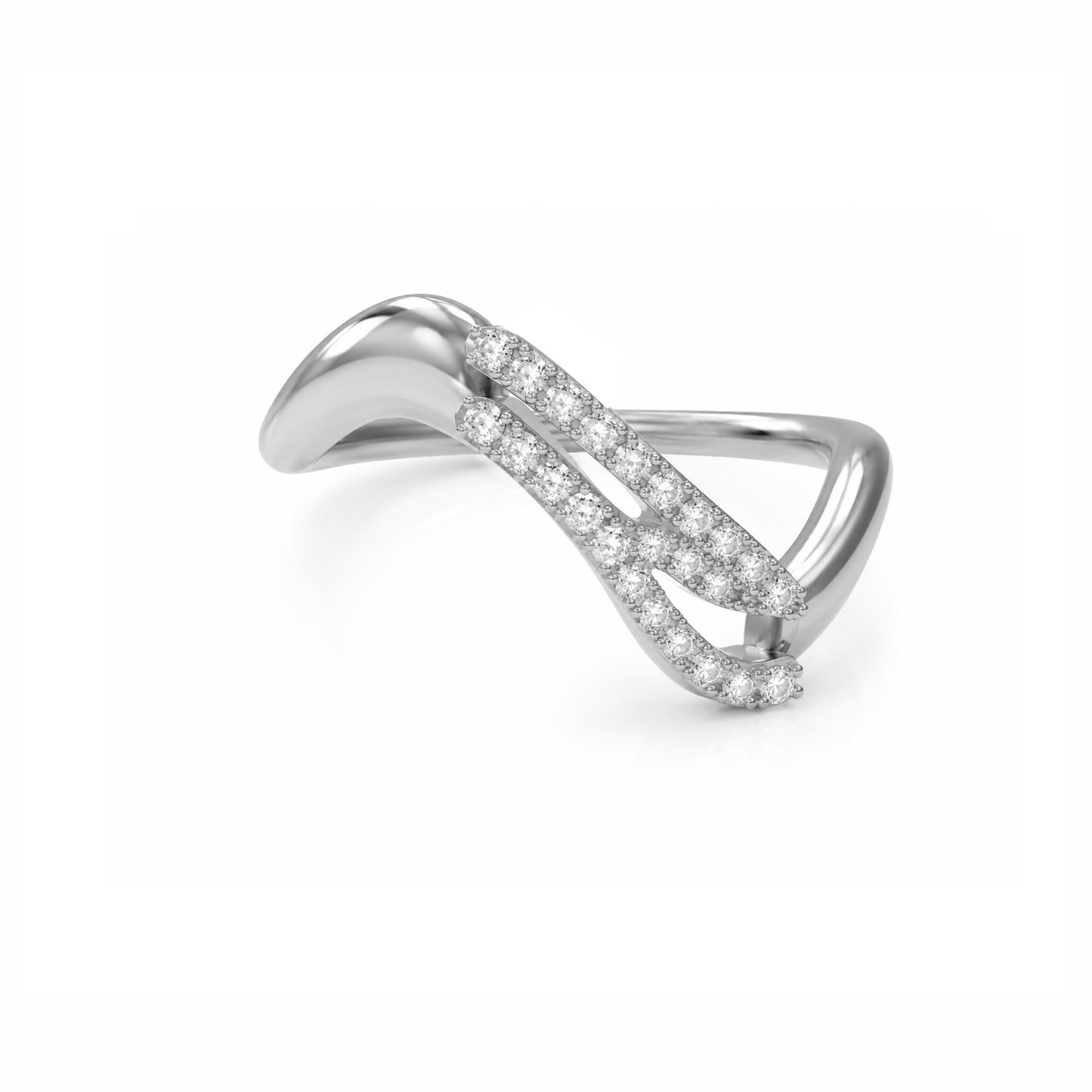 Initial Wave ring Solid gold