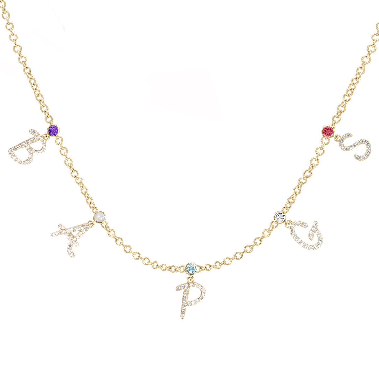 Multi Initial Birth Stone necklace