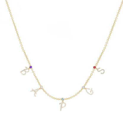 Multi Initial Birth Stone necklace