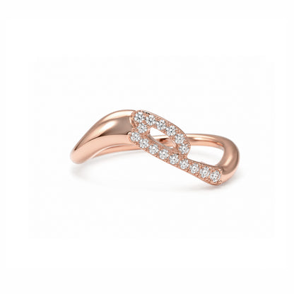 Initial Wave ring Solid gold