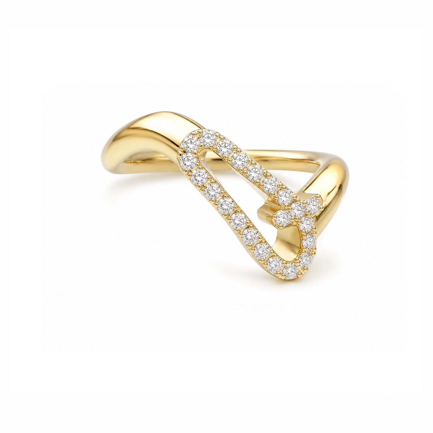 Initial Wave ring Solid gold