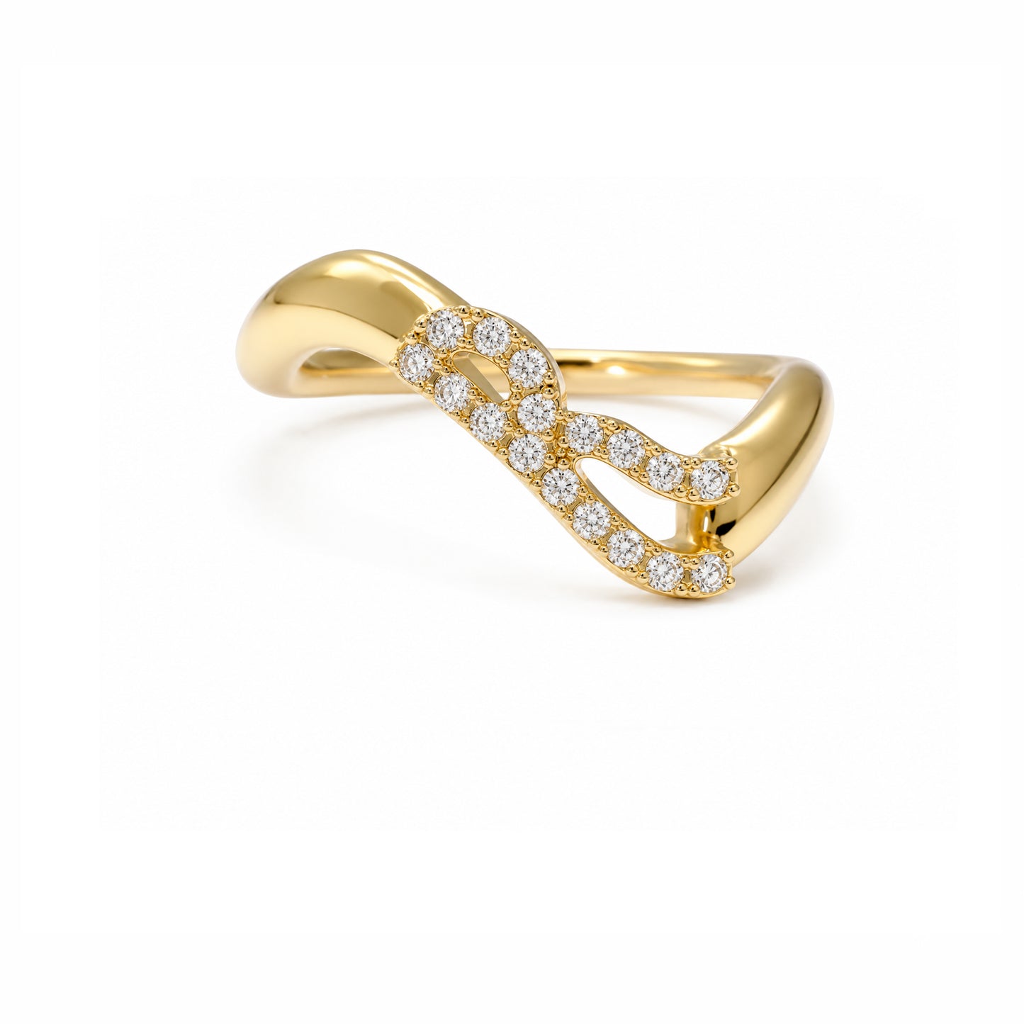 Initial Wave ring Solid gold