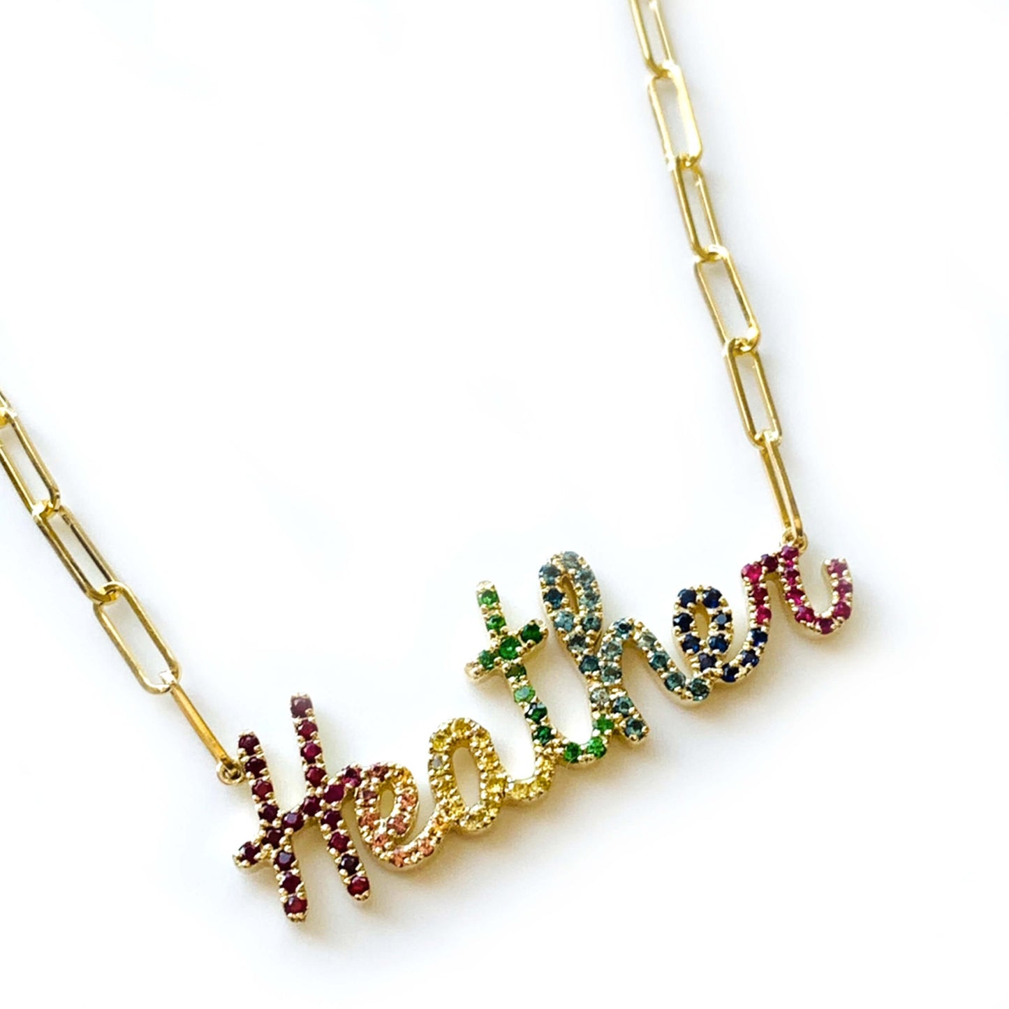 Rainbow Script Name Necklace