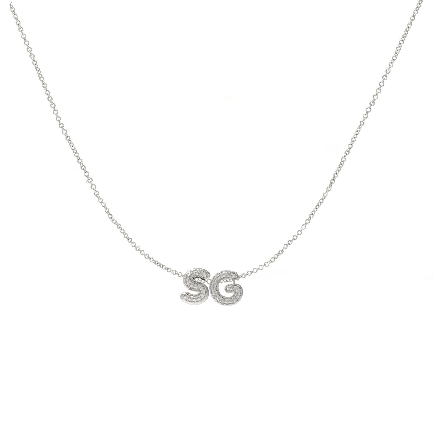 Pave 3D bubble sliding Name Necklace