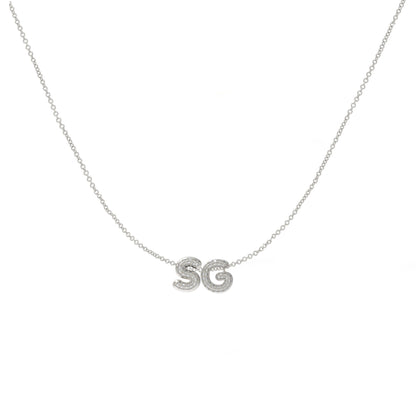 Pave 3D bubble sliding Name Necklace