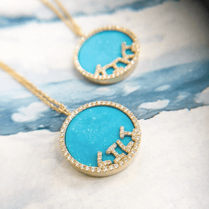 Treasure Disk Name Necklace With Gemstone