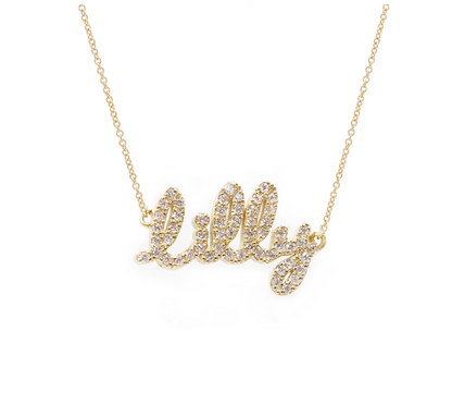 Large English Diamond Name Necklace