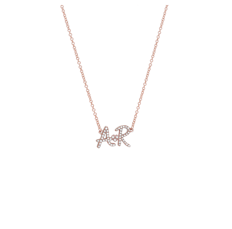 Diamond Pave Double Initial Necklace