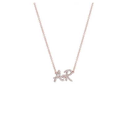 Diamond Pave Double Initial Necklace