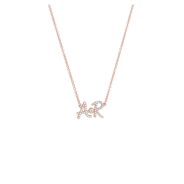 Diamond Pave Double Initial Necklace