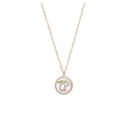 Treasure Disk Persian - Arabic Initial Necklace With Gemstone