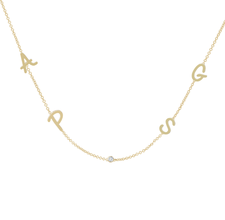 Tiny Treasure Multi Initial necklace. Noush Exclusive
