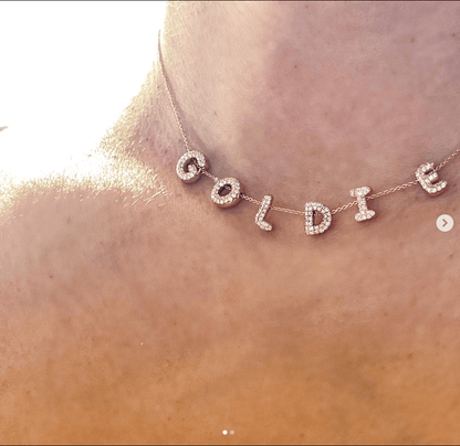 Pave 3D bubble sliding Name Necklace