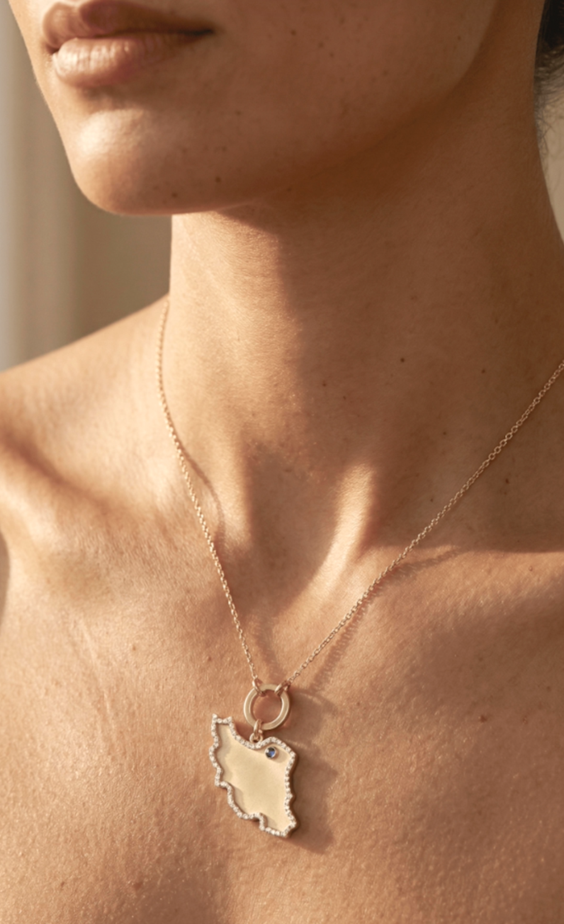 Large Iran map necklace