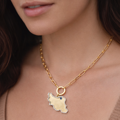 Large Iran map necklace
