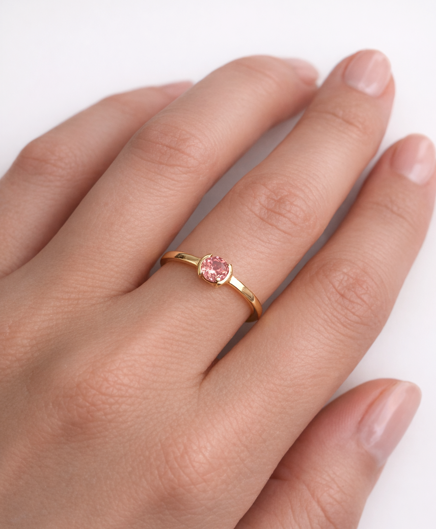 Ready to Ship - Pink Sapphire solitaire ring